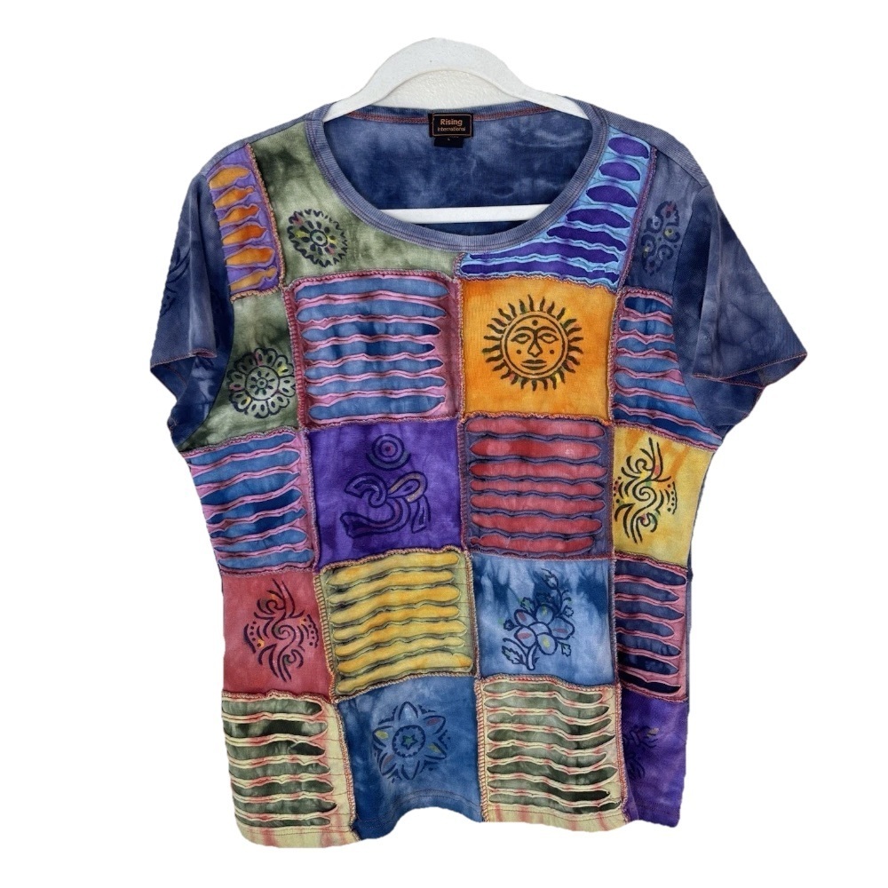 Rising International Patchwork Cotton Tee Shirt A… - image 1
